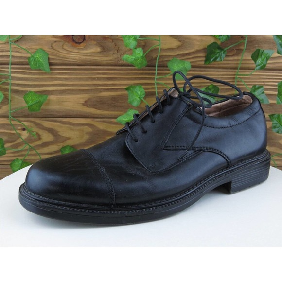 Franco Fortini Sz 10.5 Medium Derby Oxfords Black Leather Men Lace‎ Up Riviera - Picture 1 of 11